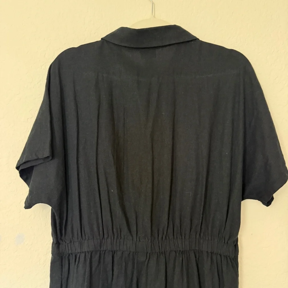 A New Day Black Linen Blend Midi Shirt Dress - Picture 8 of 8